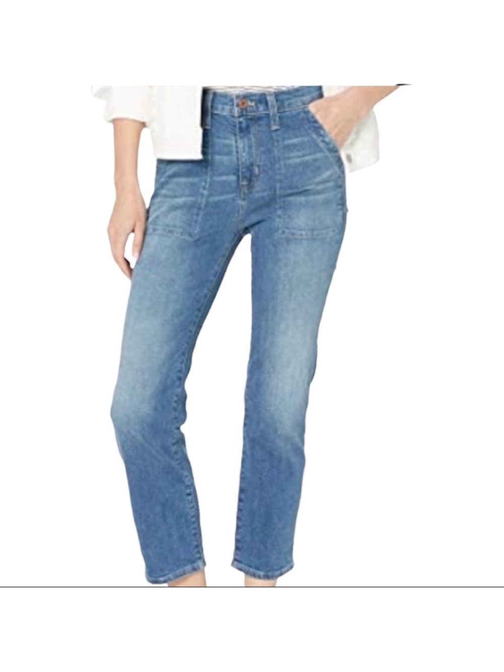 J. Crew Mercantile Straight High Rise Cropped Patch Pocket Jeans Style L5514, 33